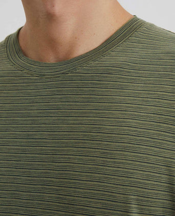 T-shirt slub stripes dark green