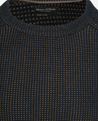 Pullover structured bi-colour donkerblauw