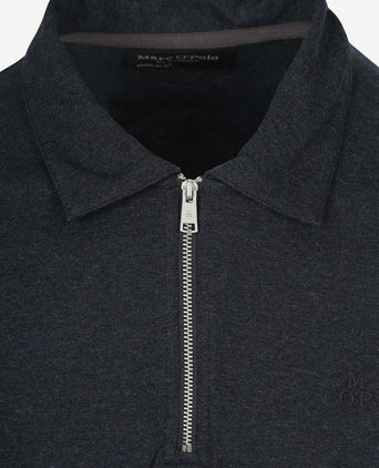Longsleeve half-zip polo donkerblauw