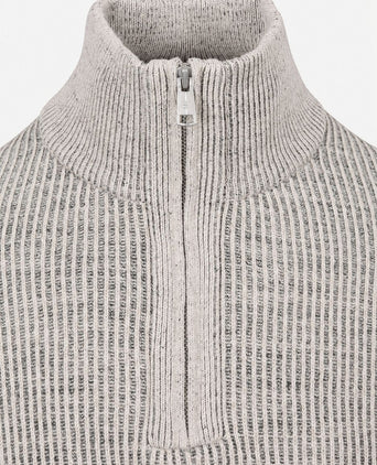 Pullover halve rits light beige