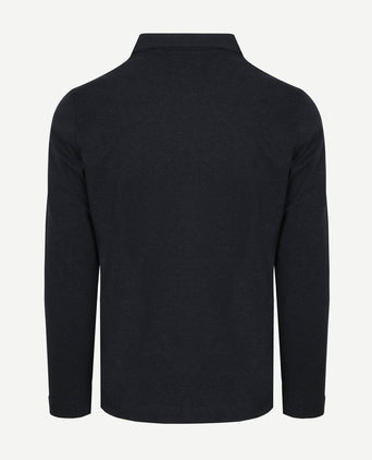 Longsleeve half-zip polo donkerblauw