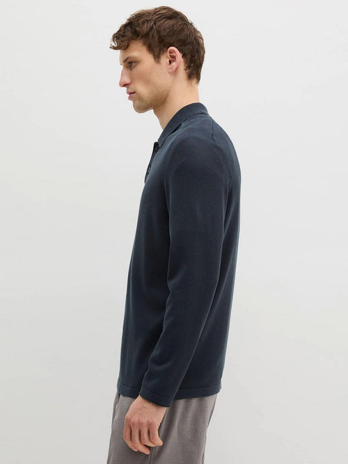 Longsleeve polo donkerblauw