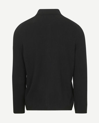 Vest button ribbed donkerblauw