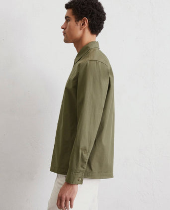 Overshirt linnen blend olijfgroen