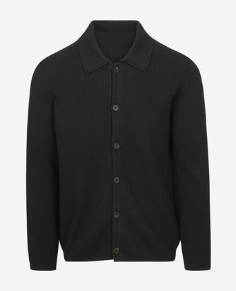Vest button ribbed donkerblauw
