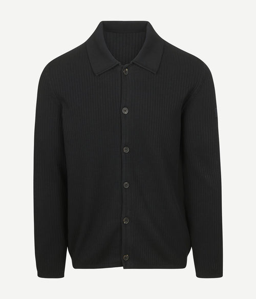 Vest button ribbed donkerblauw