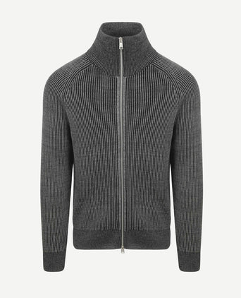 Vest rib wol mix grijs