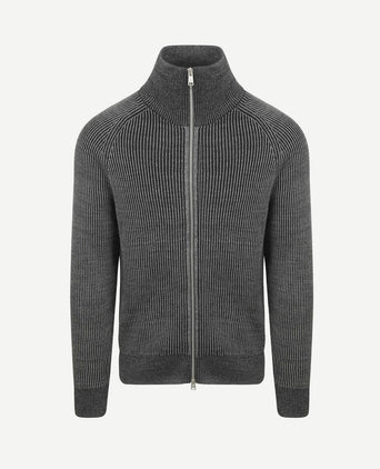 Vest rib wol mix grijs