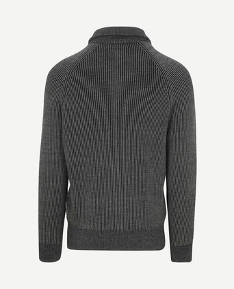 Vest rib wol mix grijs