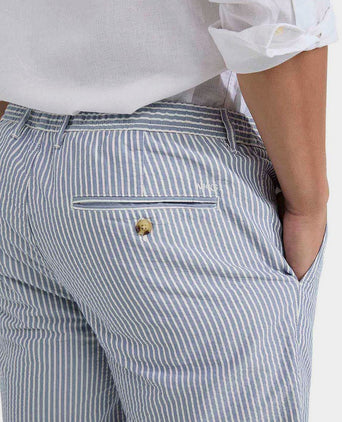 Shorts striped seersucker medium blue