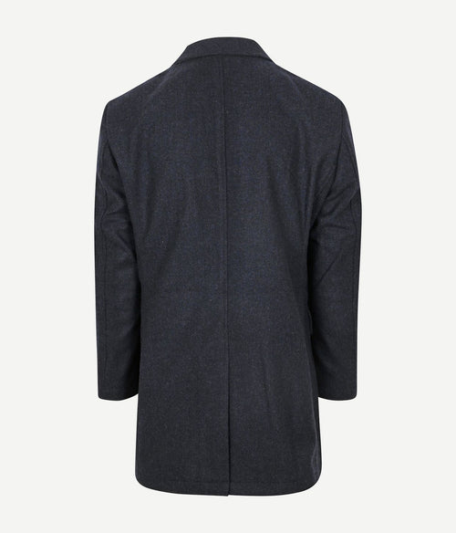 Coat wool herringbone donkerblauw