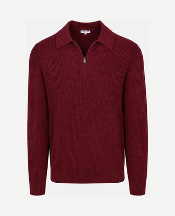 halve rits poloshirt knitted structure burgundy