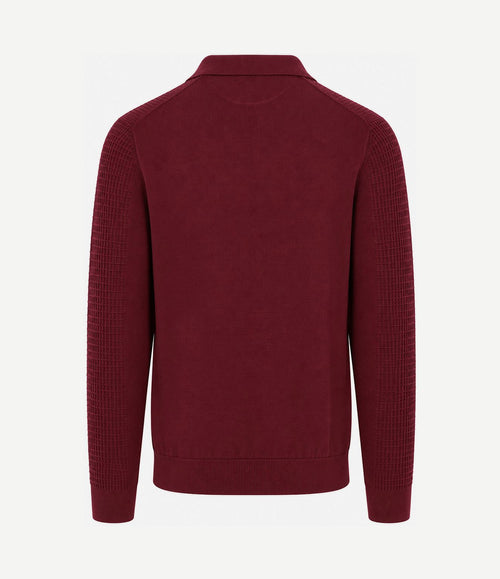 halve rits poloshirt knitted structure burgundy