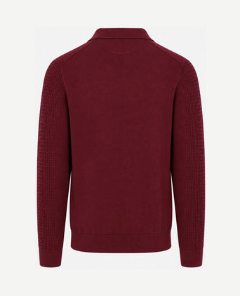 halve rits poloshirt knitted structure burgundy