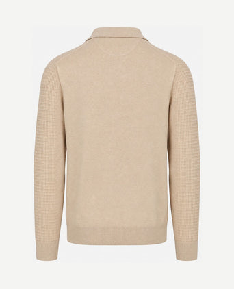 halve rits poloshirt knitted structure sand