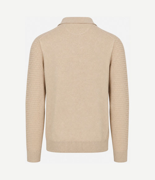 halve rits poloshirt knitted structure sand