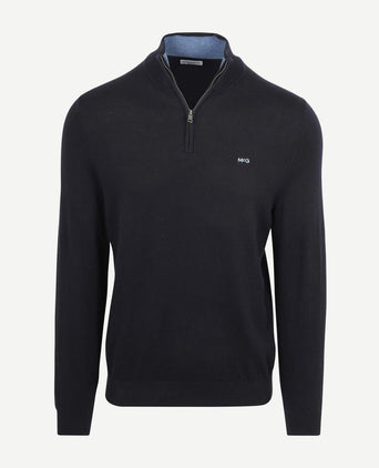 Half-zip trui cotton cashmere donkerblauw