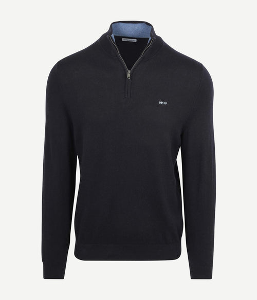 Half-zip trui cotton cashmere donkerblauw