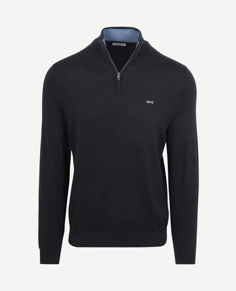 Half-zip trui cotton cashmere donkerblauw
