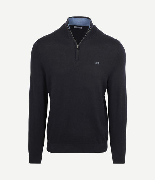 Half-zip trui cotton cashmere donkerblauw
