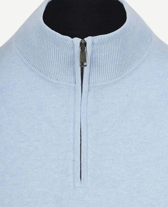 Half-zip trui cotton cashmere powder blauw