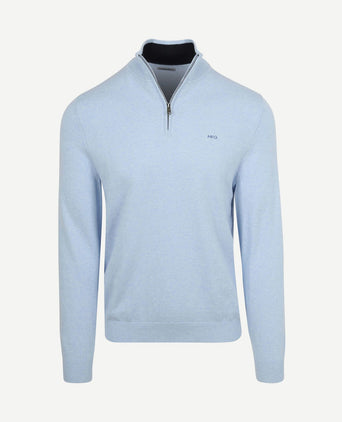 Half-zip trui cotton cashmere powder blauw