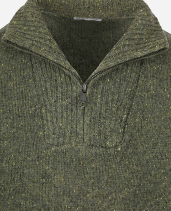 halve rits trui lamswol blend olive