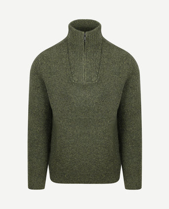 halve rits trui lamswol blend olive