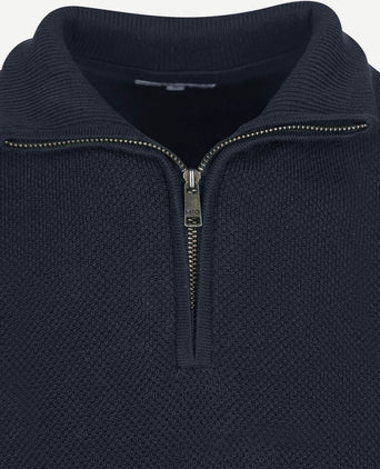 halve rits trui merino blend donkerblauw