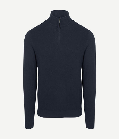 McGregor halve rits trui merino blend donkerblauw | Regular-fit