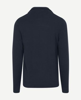 halve rits trui merino blend donkerblauw