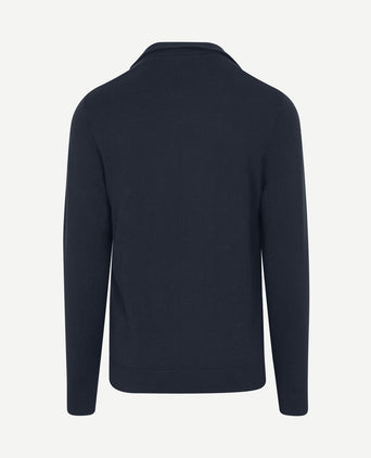 halve rits trui merino blend donkerblauw