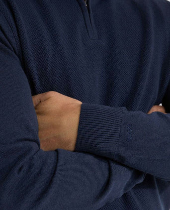 halve rits trui merino blend donkerblauw