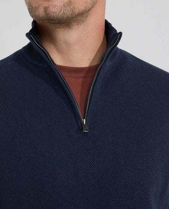 halve rits trui merino blend donkerblauw