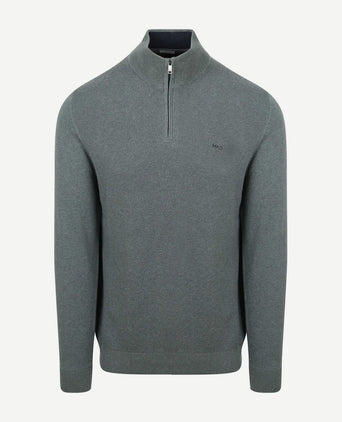 McGregor halve rits trui merino blend structure groen | Regular-fit