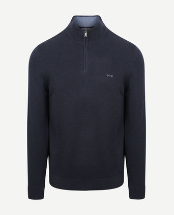 McGregor halve rits trui merino blend structure donkerblauw | Regular-fit