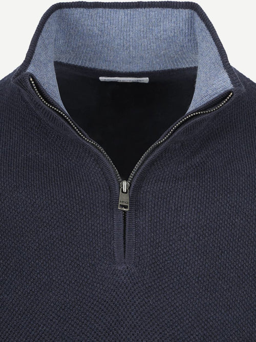 McGregor halve rits trui merino blend structure donkerblauw | Regular-fit