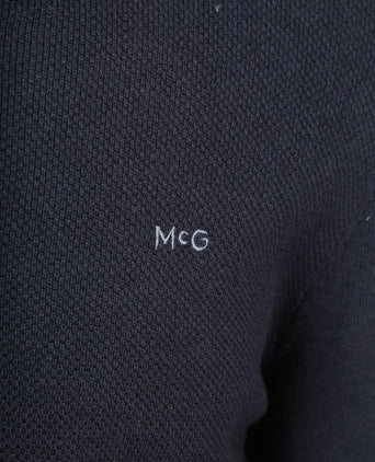 halve rits trui merino blend structure donkerblauw