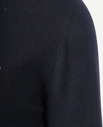 halve rits trui merino blend structure donkerblauw