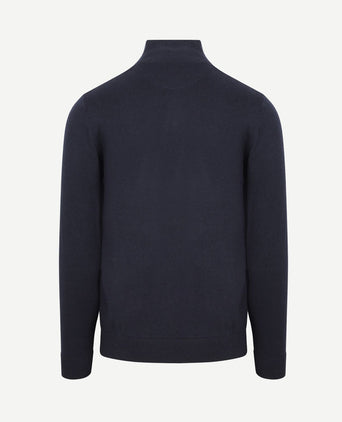 halve rits trui merino blend structure donkerblauw