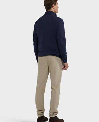 halve rits trui merino blend structure donkerblauw