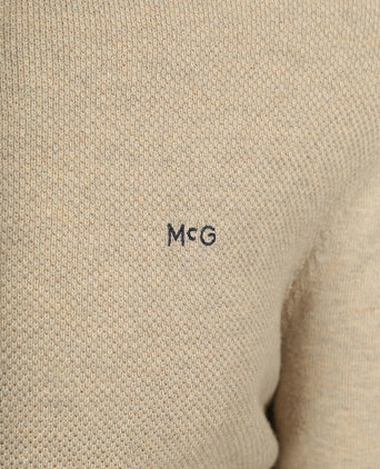 halve rits trui merino blend structure sand