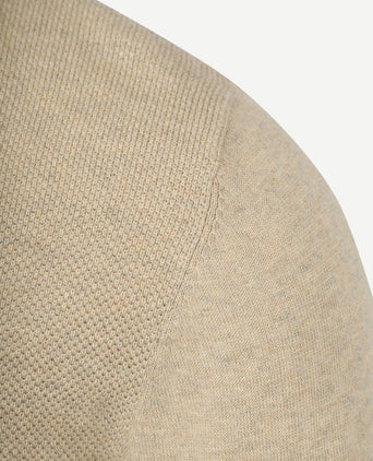halve rits trui merino blend structure sand