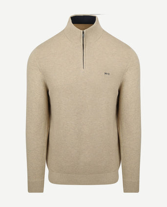 halve rits trui merino blend structure sand