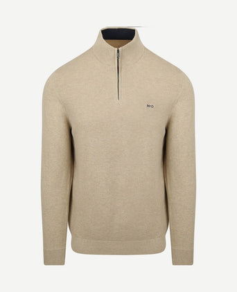 halve rits trui merino blend structure sand
