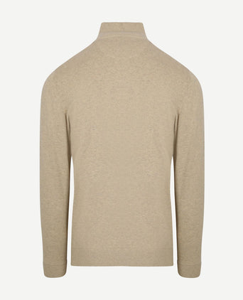 halve rits trui merino blend structure sand