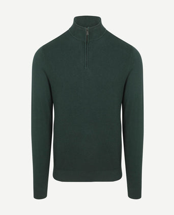 halve rits trui merinowol blend pine groen