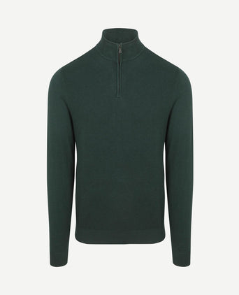 halve rits trui merinowol blend pine groen