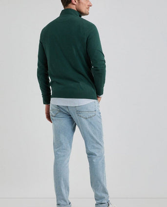halve rits trui merinowol blend pine groen