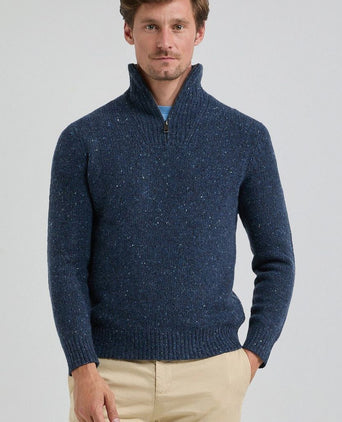 McGregor halve rits trui merinowol donkerblauw | Regular-fit